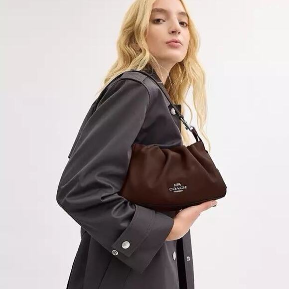 NWT Coach Faye Shoulder Bag CV529 Leather Wear 3 Ways Silver/Maple - Picture 10 of 12